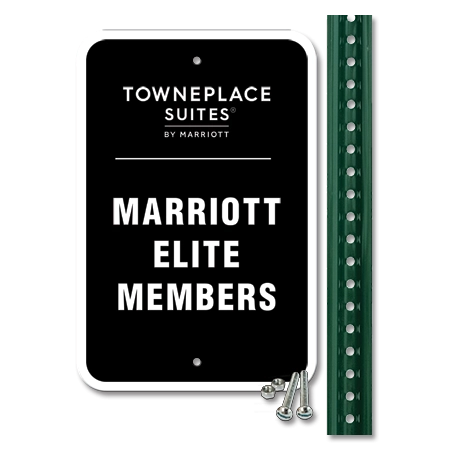 Marriott Elite Members Parking Sign Set -includes one (1) 7' post.