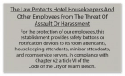 Miami Beach, FL: Housekeeper Protection Notice - Self Adhesive - 8 Pk