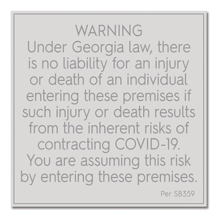 No Liability Sign - Georgia Compliant - C