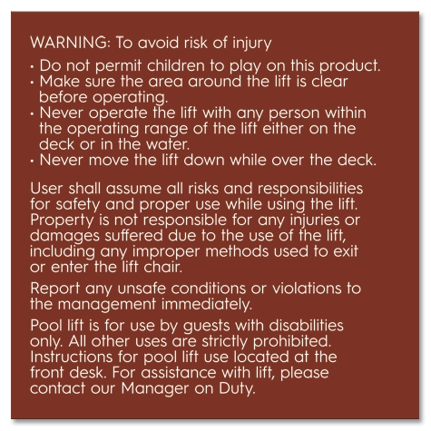 Pool Lift Instructions