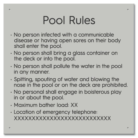 Province Pool Rules Sign - Ontario Compliant: Canada