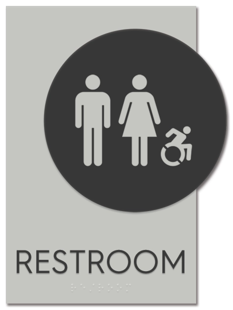Restroom Sign w/Unisex & Dynamic ISA Symbols