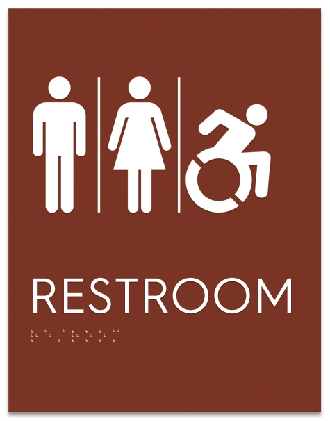 Restroom Sign w/Unisex & Dynamic ISA Symbols