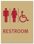 Restroom Sign w/Unisex & ISA Symbols - Replacements
