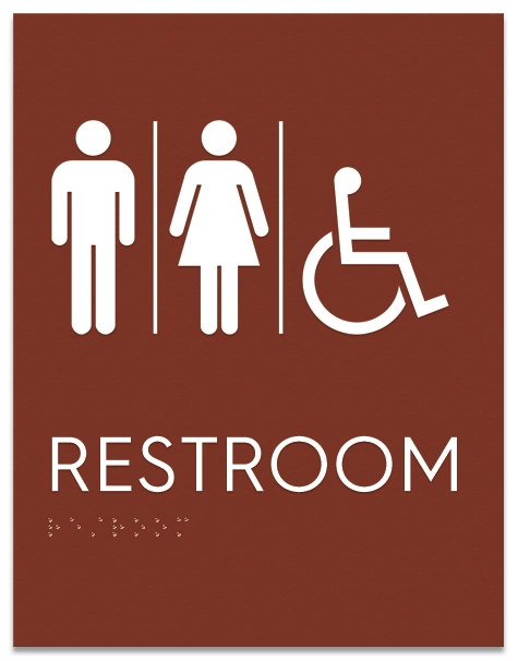 Restroom Sign w/Unisex & ISA Symbols