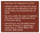 Roanoke, Virginia Pool Rules Sign