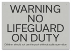 State Pool Sign - No Lifeguard on Duty - California