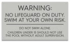 State Pool Sign - No Lifeguard on Duty - Maryland Compliant