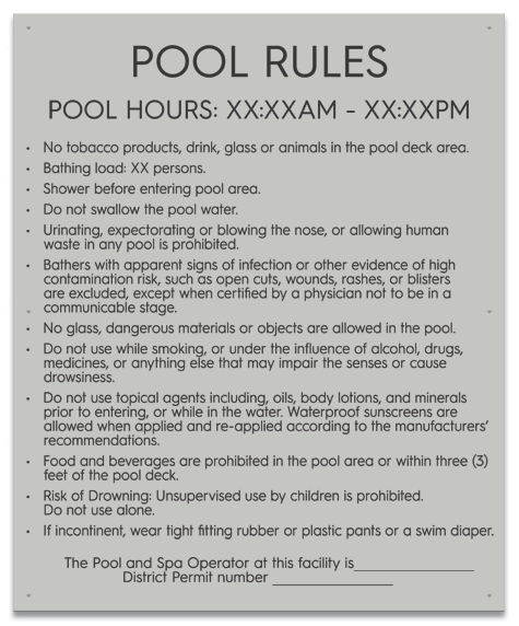 State Pool Sign - Pool Rules - DC Compliant