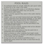 State Pool Sign - Pool Rules - West Virginia Compliant