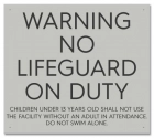 State Pool Sign - Warning No Lifeguard On Duty - Idaho Compliant
