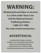 Texas Code - Human Trafficking Notice - Acrylic Material