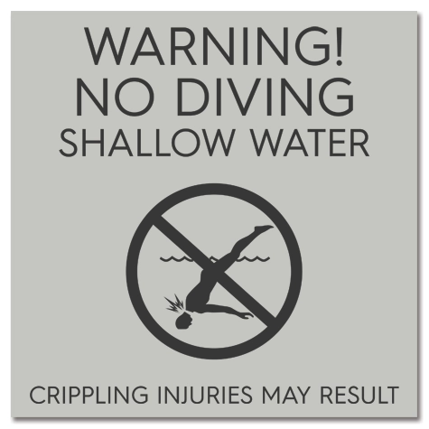 Warning No Diving Shallow Water