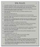 Washington Spa Rules Sign