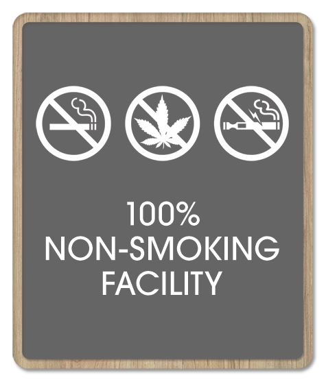 100% Non-Smoking Facility Sign w/Symbols