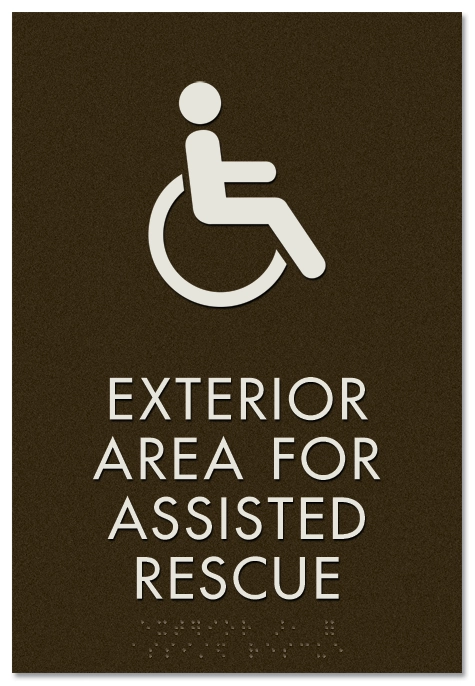 Exterior Area for Assisted Rescue Sign w/ ISA Symbol - Exterior