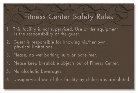 Fitness Center Safety Rules Sign