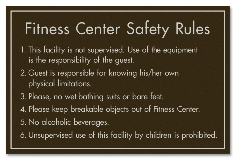 Fitness Center Safety Rules Sign