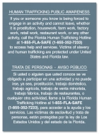 Florida Bilingual Human Trafficking Sign