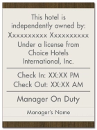 Owner Plaque w/Times & Manager on Duty