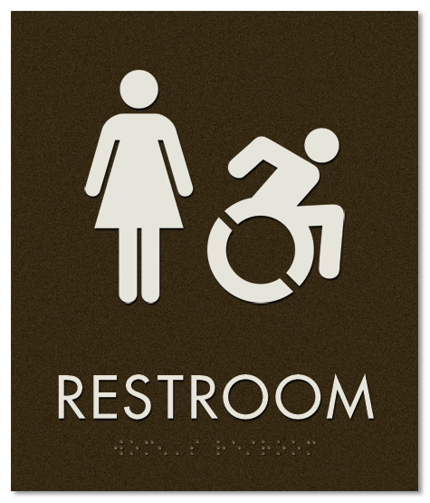 Restroom Sign w/Female & Dynamic ISA Symbols - Exterior