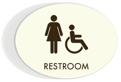 Restroom Sign w/Female & ISA Symbols