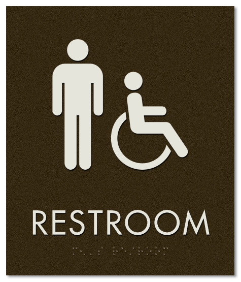 Restroom Sign w/Male & ISA Symbols