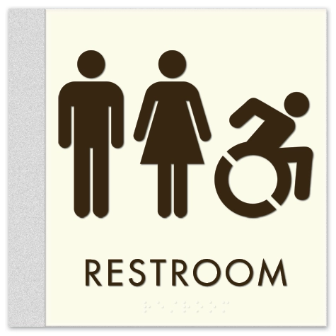Restroom Sign w/Unisex & Dynamic ISA Symbols