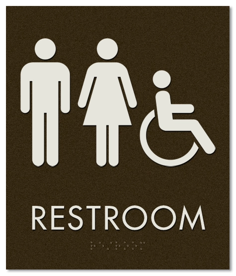 Restroom Sign w/Unisex & ISA Symbols - Exterior