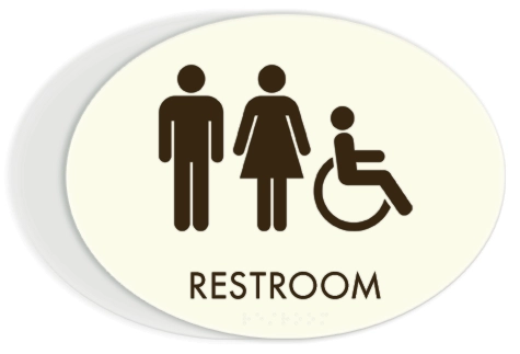 Restroom Sign w/Unisex & ISA Symbols