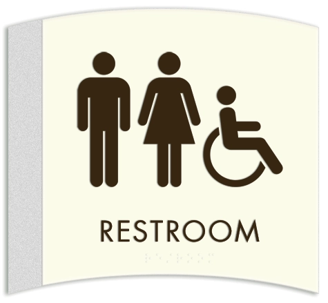Restroom Sign w/Unisex & ISA Symbols