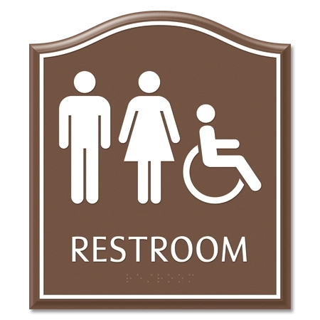 Restroom Sign w/ Unisex & ISA Symbols