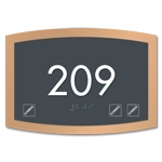 Room Number Sign w/Symbols (Rounded)