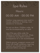 Spa Rules Sign w/Hours