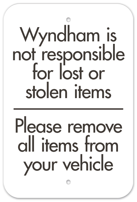 Lost or Stolen Items Parking Sign