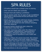Delaware Spa Rules Warning Sign
