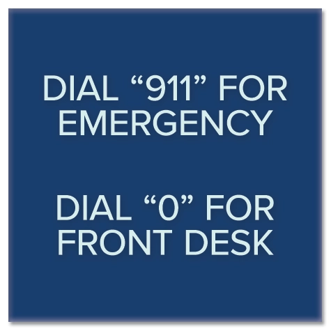 "Emergency Front Desk/Hotel Operator" Sign