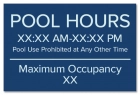 New York Pool Hours and Max Occupancy Sign
