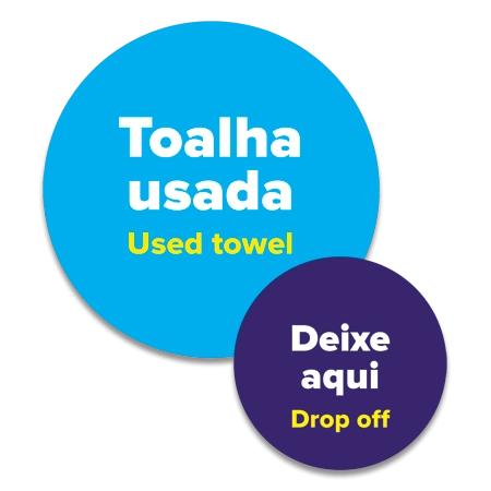 Used Towel Drop Off Vinyl Graphic - Portuguese/English