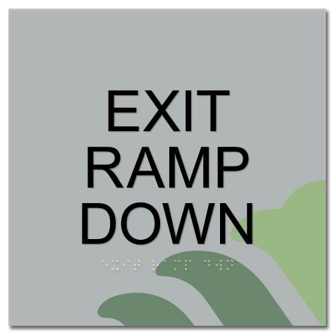 "Exit Ramp Down" Egress Sign - CA Compliant
