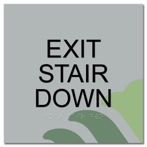 "Exit Stair Down" Egress Sign - CA Compliant