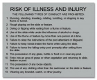 Georgia Water Slide Risk of Illness and Injury Sign