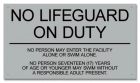 Kentucky No Lifeguard On Duty Sign
