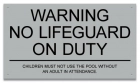 Minnesota No Lifeguard On Duty Warning Sign