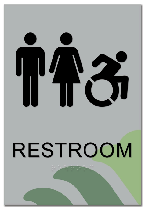 Restroom Sign w/Unisex & Dynamic ISA Symbols
