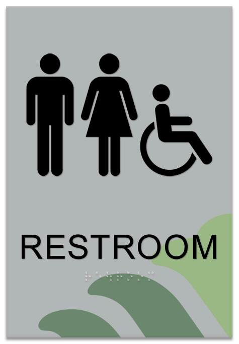 Restroom Sign w/Unisex & ISA Symbols