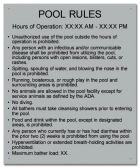 Rhode Island Pool Rules Sign