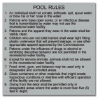 State Pool Sign - Pool Rules - West Virginia Compliant