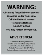 Texas Bilingual Human Trafficking Notice - Acrylic