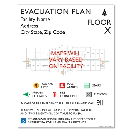 CA Stair/Elevator/Entrance Evac Map - Small - Acrylic